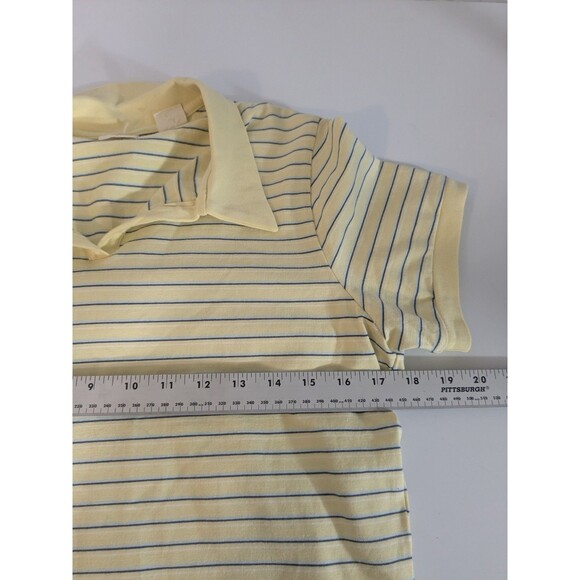 Levi's Butter Yellow With Blue Pin Stripes y2K style polo shirt Juniors Large - Picture 6 of 7